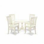 5 Pc Dining Set, Linen White Table, 4 Linen White Kitchen Chairs