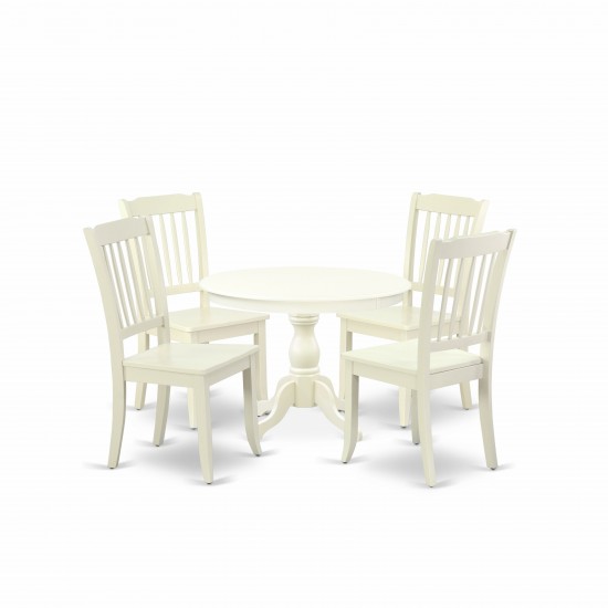 5 Pc Dining Set, Linen White Table, 4 Linen White Kitchen Chairs