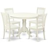 Hlda5-Lwh-W 5Pc Round 42 Inch Table And 4 Vertical Slatted Chairs