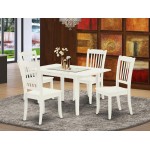 5Pc Dining Set 4 Wood Chairs, Small Butterfly Leaf Dining Table, Linen White