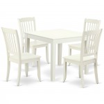 Oxda5-Lwh-W 5Pc Square 36 Inch Table And 4 Vertical Slatted Chairs