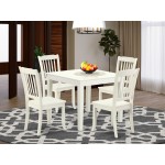 Oxda5-Lwh-W 5Pc Square 36 Inch Table And 4 Vertical Slatted Chairs