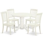 Shda5-Lwh-W 5Pc Round 42 Inch Table And 4 Vertical Slatted Chairs