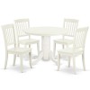Shda5-Lwh-W 5Pc Round 42 Inch Table And 4 Vertical Slatted Chairs