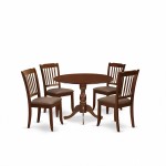 5Pc Wood Dining Set, 1 Drop Leaves Table, 4 Mahogany Chairs, Mahogany Finish