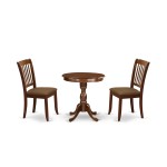 3-Pc Kitchen Table Set 2 Wooden Dining Chairs, 1 Dining Room Table (Mahogany)