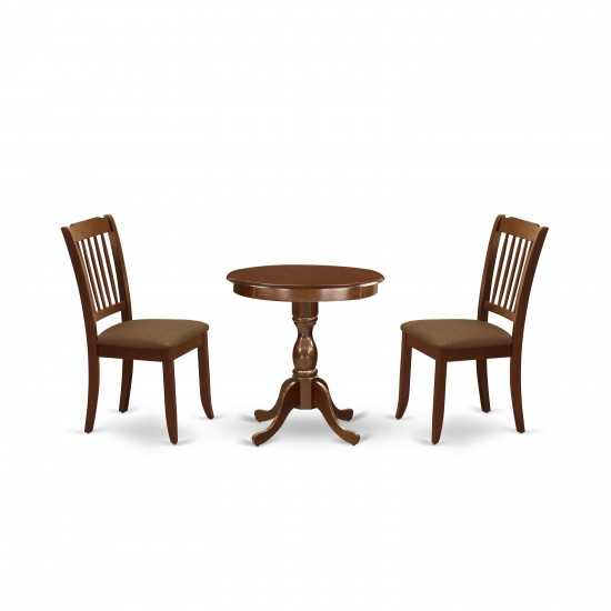 3-Pc Kitchen Table Set 2 Wooden Dining Chairs, 1 Dining Room Table (Mahogany)