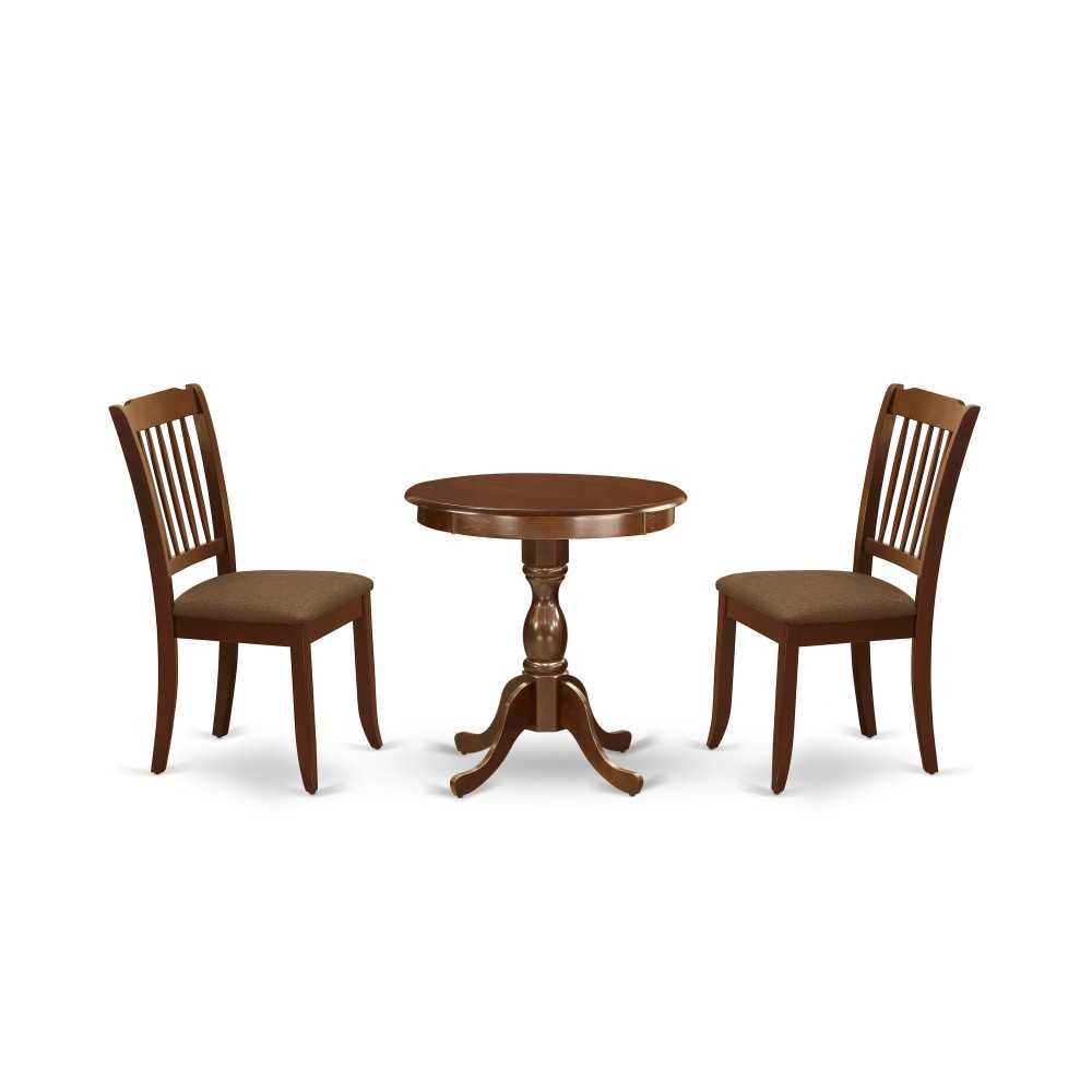 3-Pc Kitchen Table Set 2 Wooden Dining Chairs, 1 Dining Room Table (Mahogany)