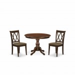 3 Pc Dining Set, Mahogany Wood Table, 2 Mahogany Chairs, Slatted Back, Mahogany Finish