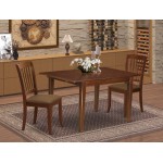 3Pc Dinette Set, Kitchen Table, Butterfly Leaf, Two Vertical Slatted Linen Seat Dining Chairs, Mahogany Finish