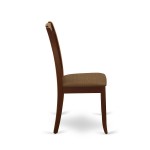 Dinette Set For 5- Four Fabulous Dining Chairs, Table, Mahogany Color Linen, Mahogany Finish Frame