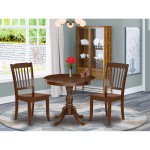 3 Pc Dinette Set, 1 Kitchen Table, 2 Mahogany Dining Chairs, Slatted Back, Mahogany Finish