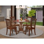 5Pc Round 42 Inch Table With Two 9-Inch Drop Leaves, 4 Vertical Slatted Chairs