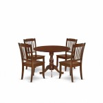 5 Pc Dining Set, 1 Drop Leaves Dining Table, 4 Mahogany Chair, Mahogany Finish