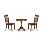 3-Pc Dining Table Set 2 Kitchen Chairs And 1 Dining Room Table (Mahogany)