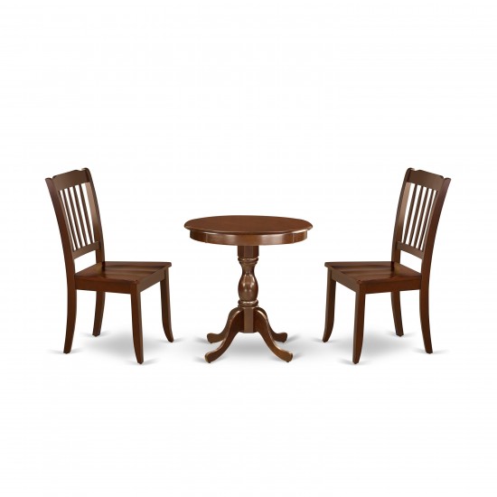 3-Pc Dining Table Set 2 Kitchen Chairs And 1 Dining Room Table (Mahogany)