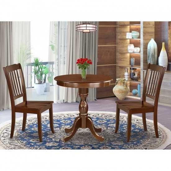 3-Pc Dining Table Set 2 Kitchen Chairs And 1 Dining Room Table (Mahogany)