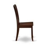 5 Pc Set, Mahogany Small Dining Table, 4 Mahogany Kitchen & Dining Chairs, Slatted Back, Mahogany Finish