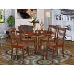 Hlda5-Mah-W 5Pc Round 42 Inch Table And 4 Vertical Slatted Chairs