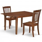 3Pc Rectangular 42/54 Inch Table With 12 In Leaf And 2 Vertical Slatted Chairs