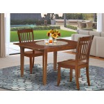 3Pc Rectangular 42/54 Inch Table With 12 In Leaf And 2 Vertical Slatted Chairs