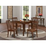 Dining Set 5 Pcs- 4 Wood Dining Chairs, Table, Mahogany Finish Solid Wood Chair Seat, Top, Mahogany Finish Structure.