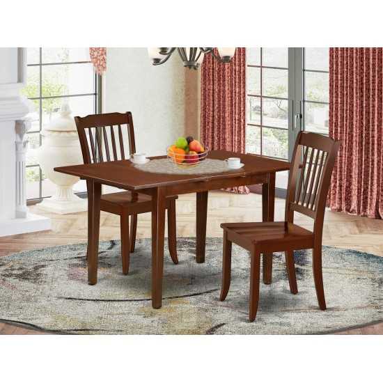 3Pc Rectangular 42/53.5 Inch Table With 12 In Leaf, 2 Vertical Slatted Chairs