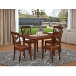 5Pc Rectangular 42/53.5 Inch Table With 12 In Leaf, 4 Vertical Slatted Chairs