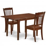 3Pc Rectangular 48/60 Inch Table With 12 In Leaf And 2 Vertical Slatted Chairs