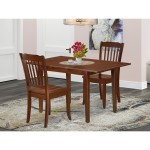 3Pc Rectangular 48/60 Inch Table With 12 In Leaf And 2 Vertical Slatted Chairs