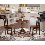 3-Pc Dining Room Table Set 2 Wood Kitchen Chairs, 1 Wood Dining Table (Mahogany)