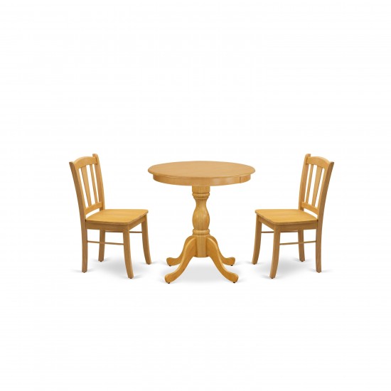 3-Pc Dining Room Table Set 2 Kitchen Dining Chairs And 1 Kitchen Table (Oak)