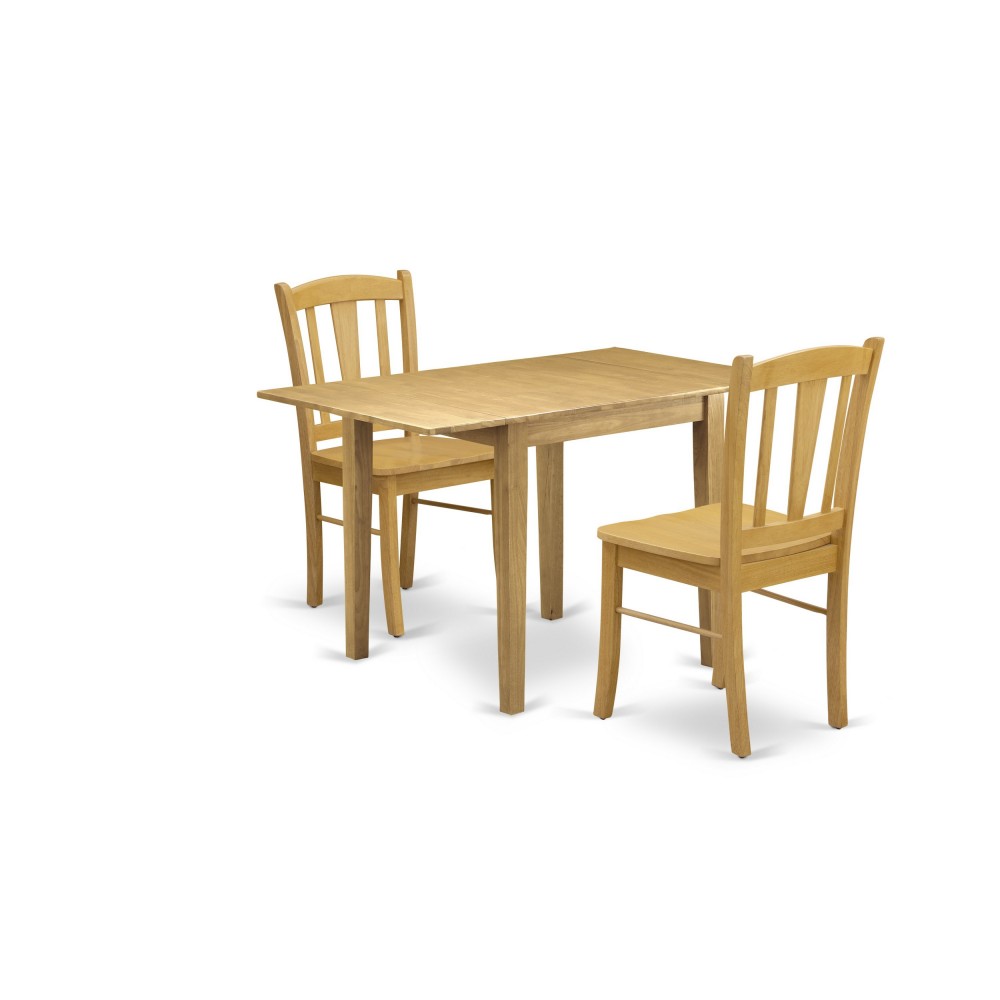 Dining Set 3 Pcs- 2 Chairs, Gorgeous Table, Oak Finish Chair Seat, Top, Oak Finish Frame.