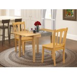 Dining Set 3 Pcs- 2 Chairs, Gorgeous Table, Oak Finish Chair Seat, Top, Oak Finish Frame.