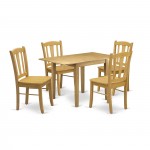 Kitchen Dining Set 5 Pcs- 4 Chairs, Kitchen Table, Oak Finish Solid Wood Chair Seat, Top, Oak Finish Solid Wood Structure.