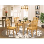 Kitchen Dining Set 5 Pcs- 4 Chairs, Kitchen Table, Oak Finish Solid Wood Chair Seat, Top, Oak Finish Solid Wood Structure.