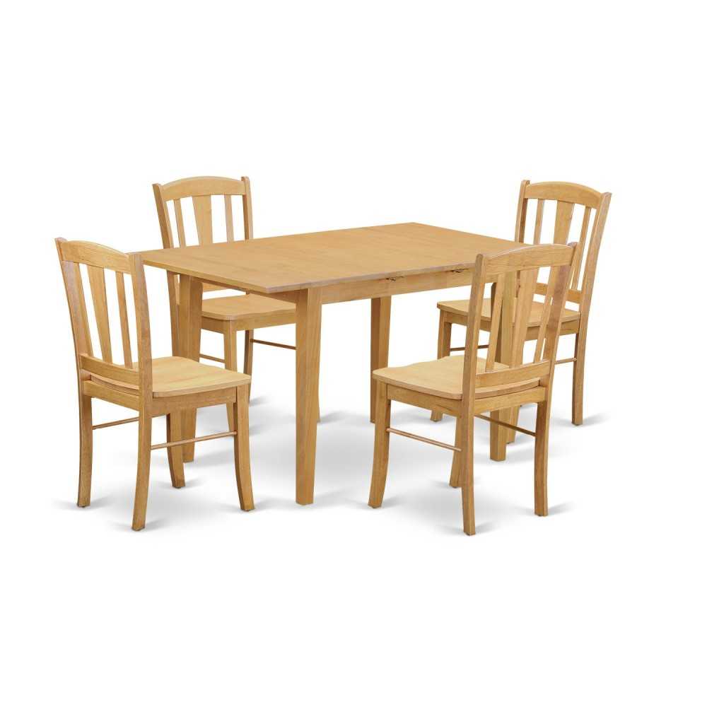 Nodl5-Oak-W 5 Pc Kitchen Table Set - Kitchen Dinette Table And 4 Dining Chairs