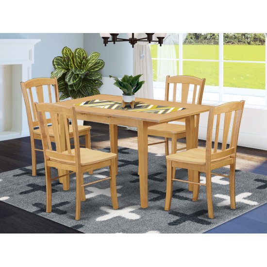 Nodl5-Oak-W 5 Pc Kitchen Table Set - Kitchen Dinette Table And 4 Dining Chairs