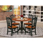 5 Pc Dublin Kitchen Set-Dining Table, 4 Wood Seat Kitchen Chairs, Black & Cherry