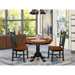 3 Pc Hartland Set, One Round 42In Dinette Table, Two Dinette Chairs, Faux Leather Seat In A Beautiful Black, Cherry Finish.