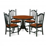 5Pc Hartland Set, One Dining Table, Four Faux Leather Seat Dinette Chairs In Beautiful Black, Cherry Finish.