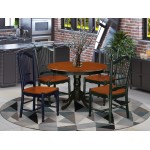 5Pc Hartland Set, One Dining Table, Four Faux Leather Seat Dinette Chairs In Beautiful Black, Cherry Finish.