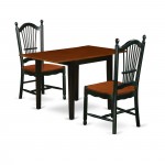 Dining Set 3 Pcs- 2 Chairs, Gorgeous Table, Cherry Finish Chair Seat, Black Finish Frame.