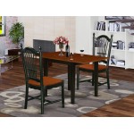 Dining Set 3 Pcs- 2 Chairs, Gorgeous Table, Cherry Finish Chair Seat, Black Finish Frame.