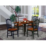 Dinette Set 5 Pcs- 4 Fabulous Wood Chairs, An Elegant Dining Table, Cherry Finish Chair Seat, Black Finish Structure.