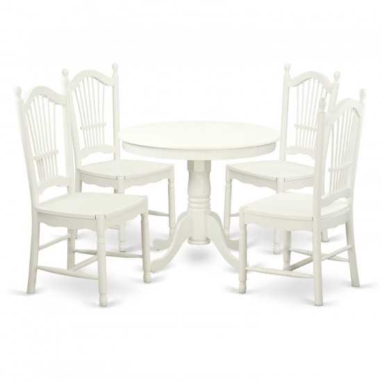 5 Pc Set With A Round Small Table And 4 Wood Dinette Chairss.