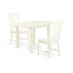 Kitchen Set 3 Pcs- 2 Super Kitchen Chairs, Dinner Table, Linen White Finish Chair Seat, Linen White Finish Solid Wood Frame.