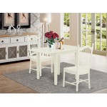 Kitchen Set 3 Pcs- 2 Super Kitchen Chairs, Dinner Table, Linen White Finish Chair Seat, Linen White Finish Solid Wood Frame.