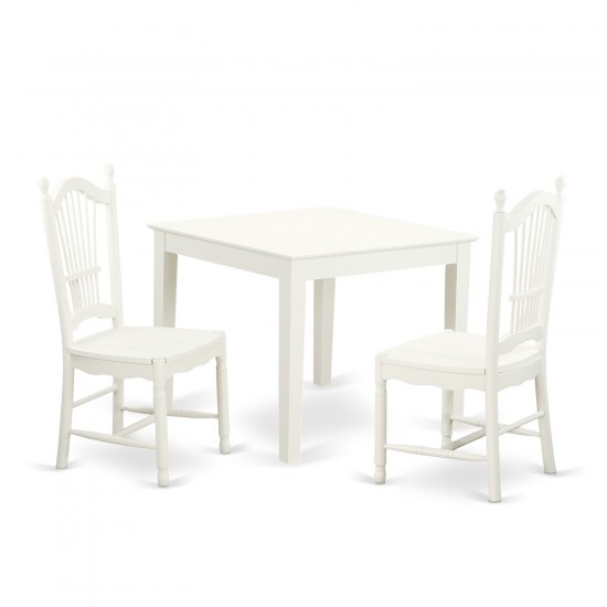 3 Pc Small Kitchen Table And 2 Hard Wood Kitchen Dining Chairs In Linen White