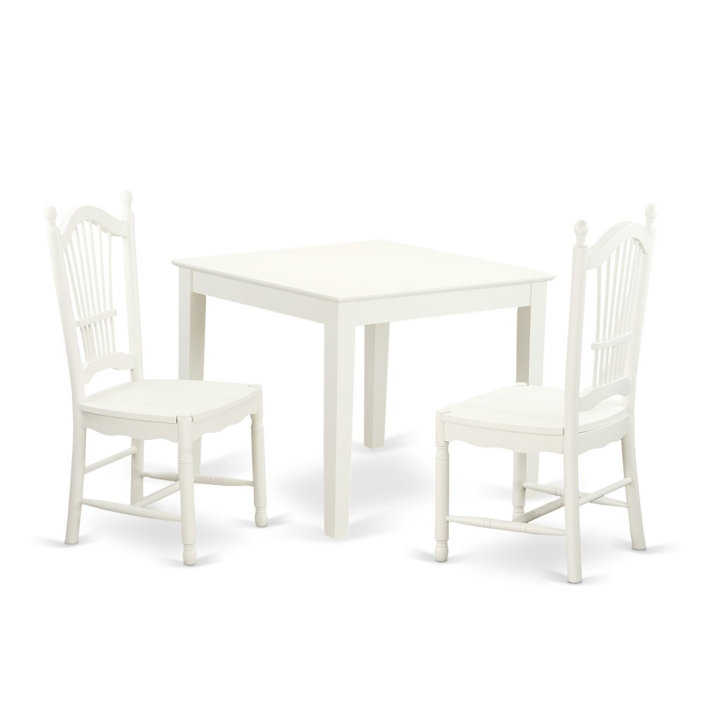 3 Pc Small Kitchen Table And 2 Hard Wood Kitchen Dining Chairs In Linen White